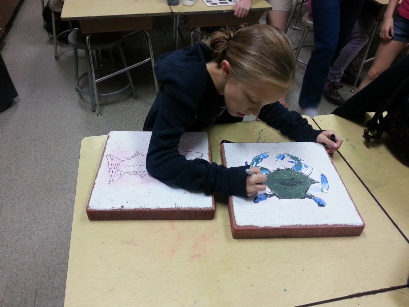 Liz working on hre MD Blue Crab and trout