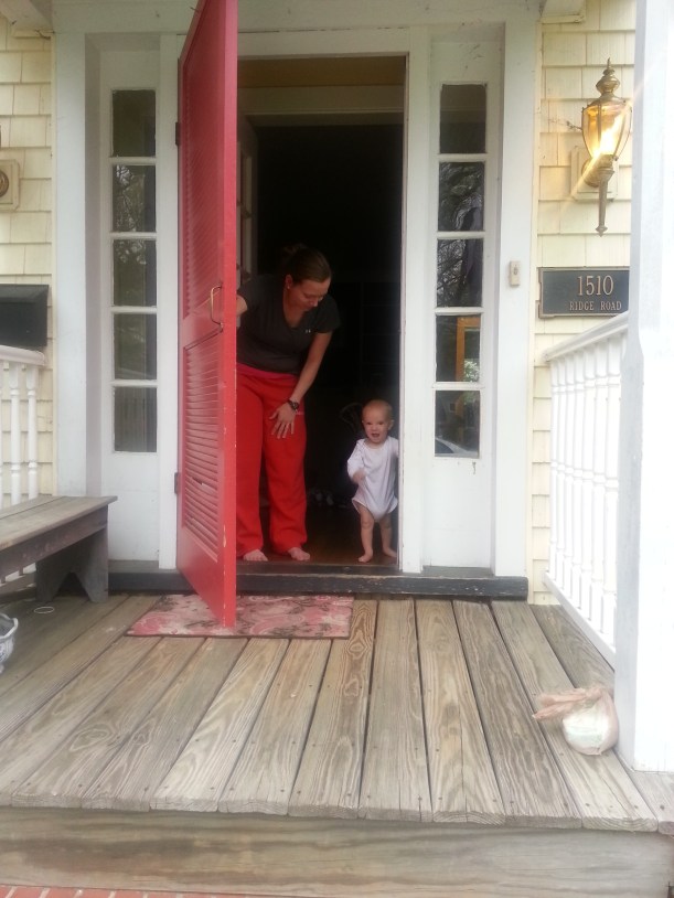 Waving good bye to Daddy in the morning